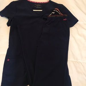 Navy Heart Soul Scrub Set
